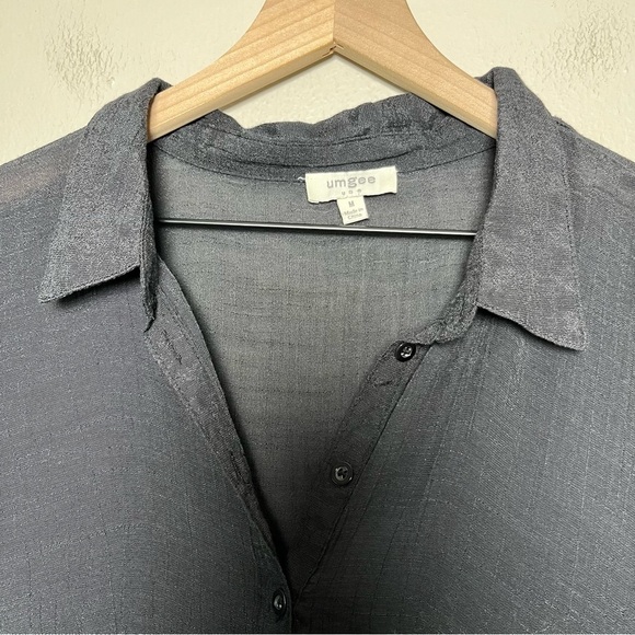 Umgee Women Shirt Dress Medium Black Sheer Button Front Oversized Boho Cottage - Picture 7 of 8